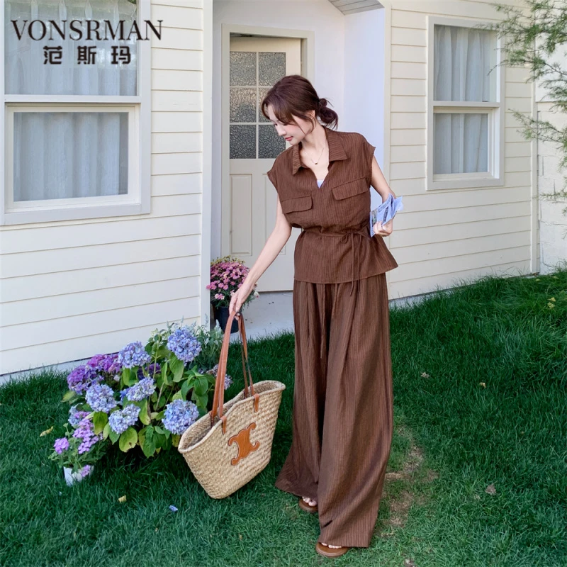 气质感休闲衬衫阔腿裤套装女夏2025新款爆款高级感ootd穿搭两件套