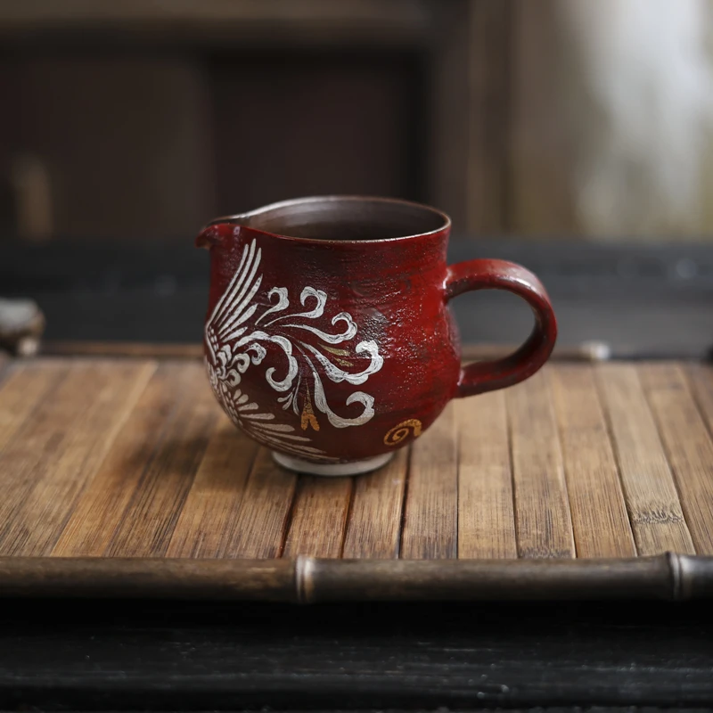 【陶珊居】炼陶-蕉白轩-凤凰祥云公道杯(210ml)（蕉白S0689）