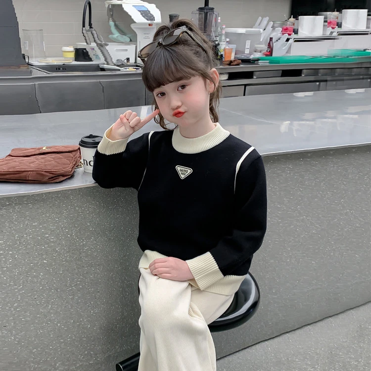 儿童秋冬毛衣/针织衫圆领韩版女童套头打底衫大童冬季洋气高领