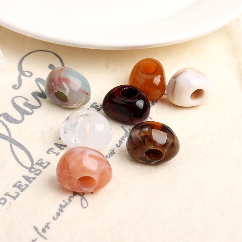 双色亚克力大孔散珠子diy手串项链复古配件新中式服装辅料