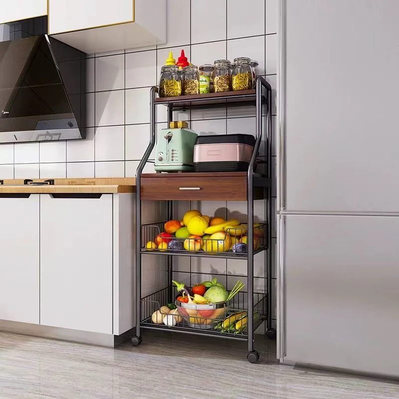 STC1602手推车-胡桃色(带抽屉)54*30*121cm库存尾货（三楼）9027