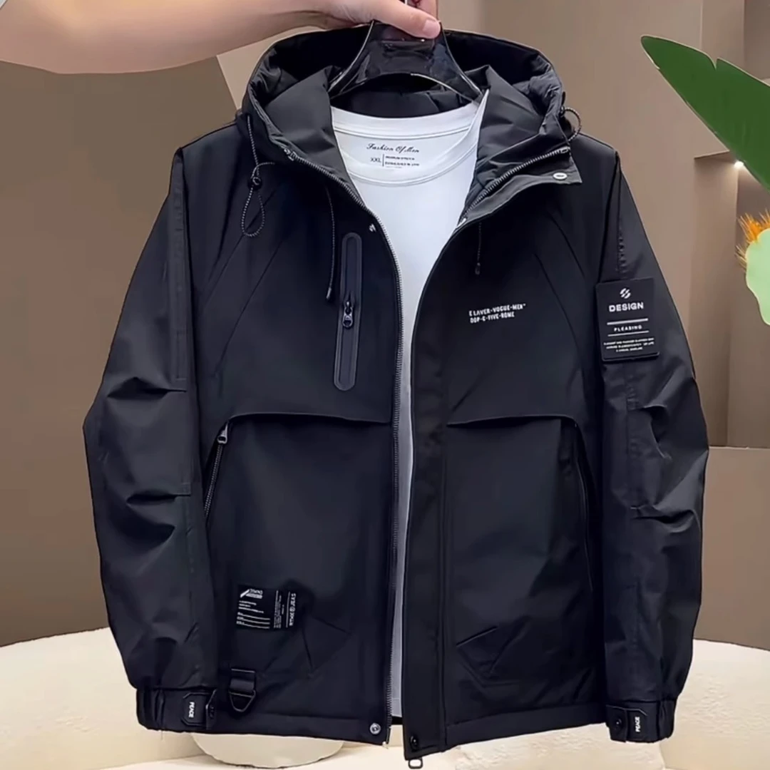 DESITASH棉服外套男冬季新款时尚潮牌宽松连帽工装夹棉夹克冲锋衣