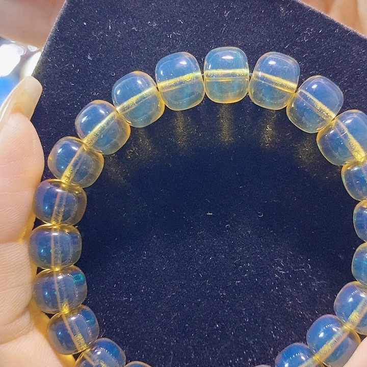 蓝珀未镶嵌珠宝奇石墨西哥蓝珀老型手串10