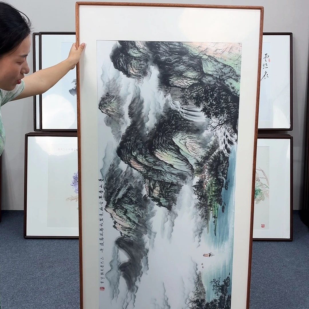 国画手绘作品山水160×80尺寸