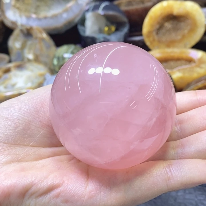 未镶嵌珠宝半成品紫晶粉晶球