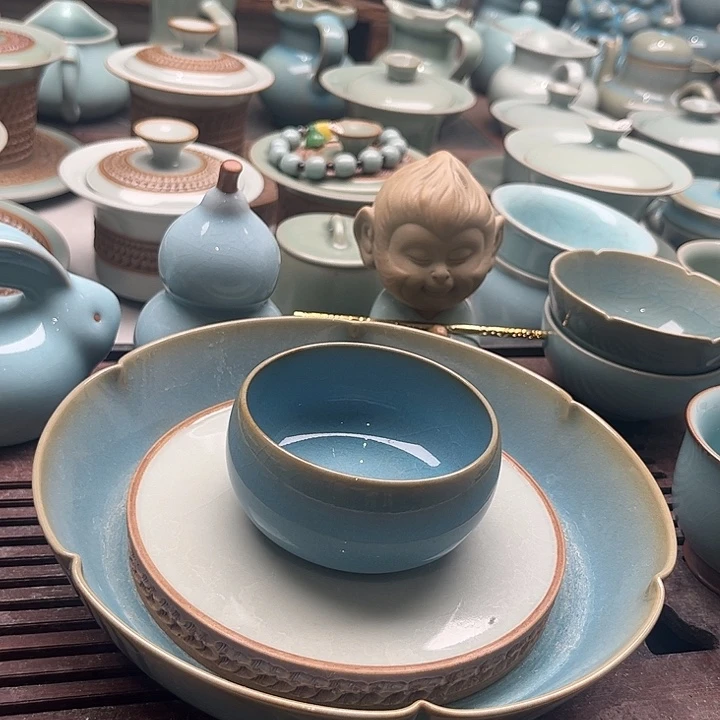 天蓝釉，禅定杯，容量100，全手，一级品