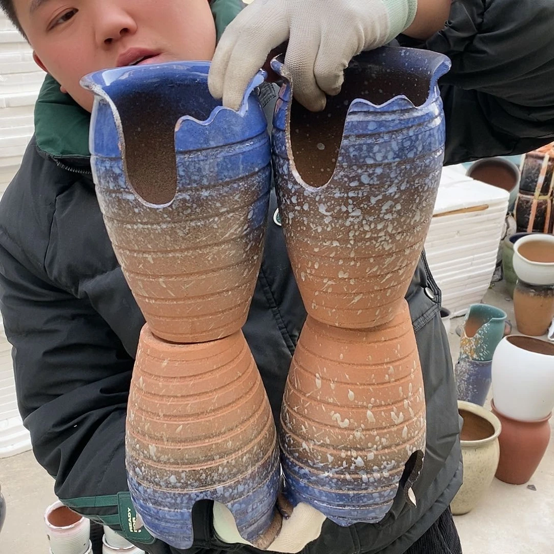 紫砂花盆瑕疵口13高18