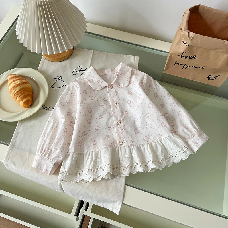 橘止皮【现货】女童长袖娃娃衫春季新款甜美百搭儿童衬衫CY258811