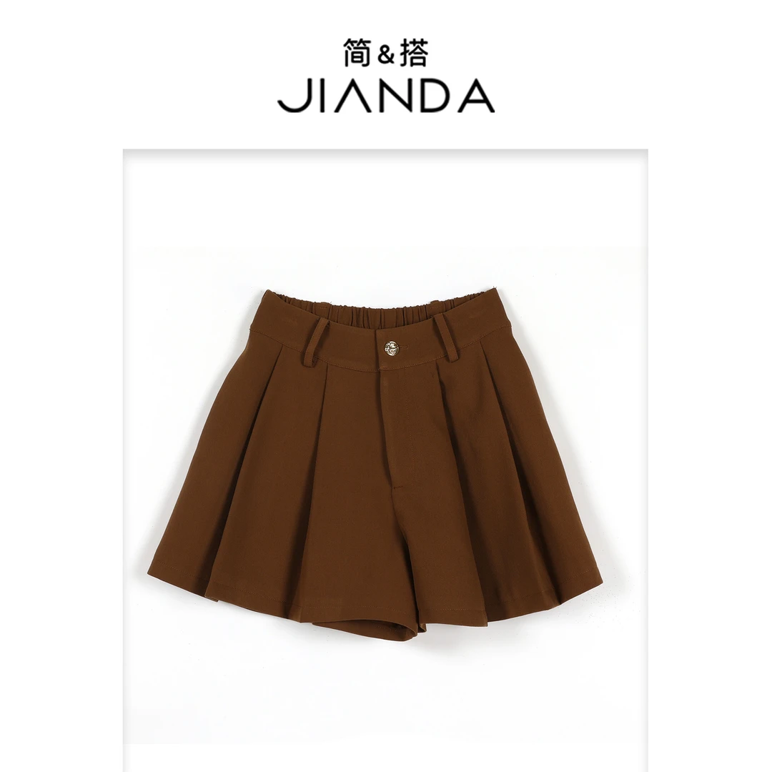 简&搭【千屿Sheila】琥珀流光 一粒扣百褶短裤251-DK/0319-1101815