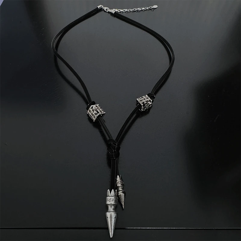 铜合金项链 Dan Dan 美式复古皮绳项链女