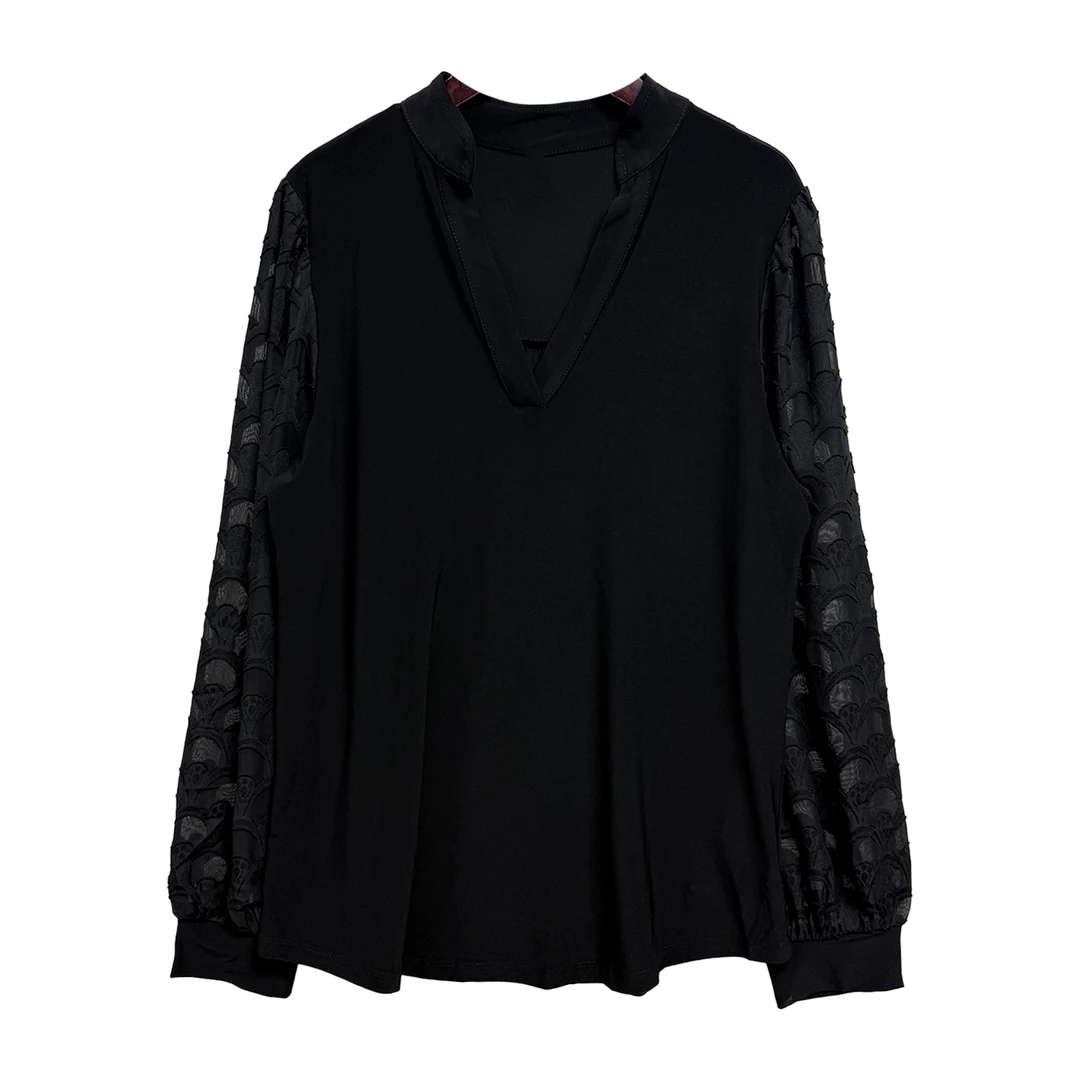 3358#黑色休闲长袖上衣