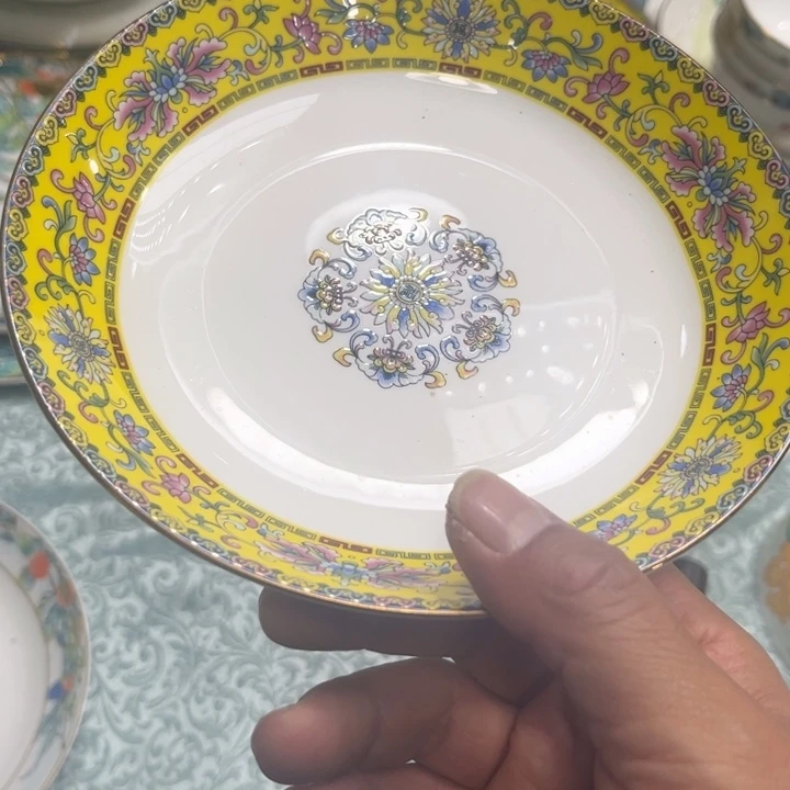 瓷片珐琅彩深盘四个哇塞哇瑟