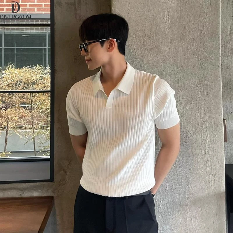 DIIIVERGOM男士修身POLO衫潮流夏季带领痞帅短袖日系痞帅百搭针织