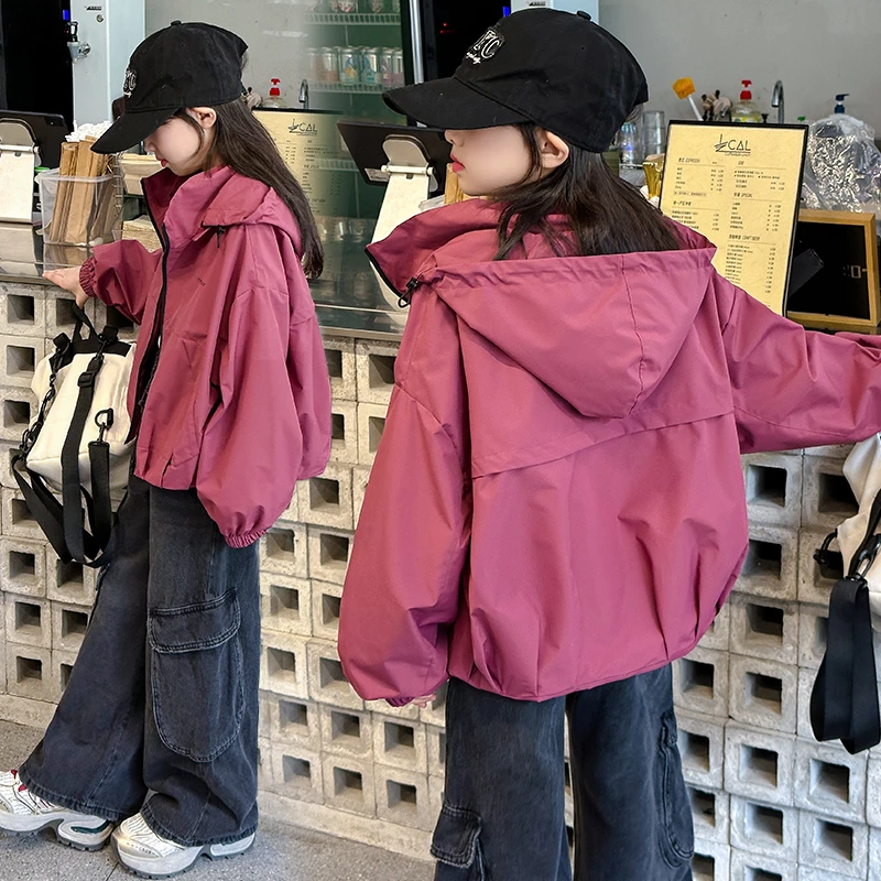 儿童女式外套2025新款女童春秋款夹克冲锋衣女孩春装防风防水风衣