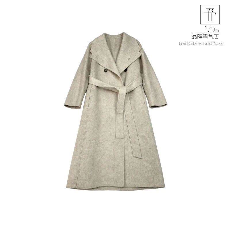 100%澳毛羊毛·大翻领腰带小金标双包羊毛大衣潮流通勤奢华风