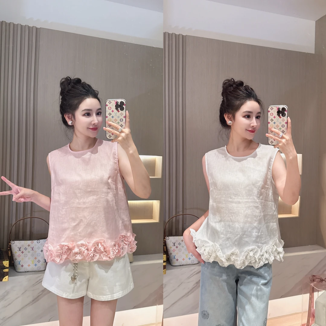 极简风老钱风通勤少女风背心夏季气质宽松无袖上衣