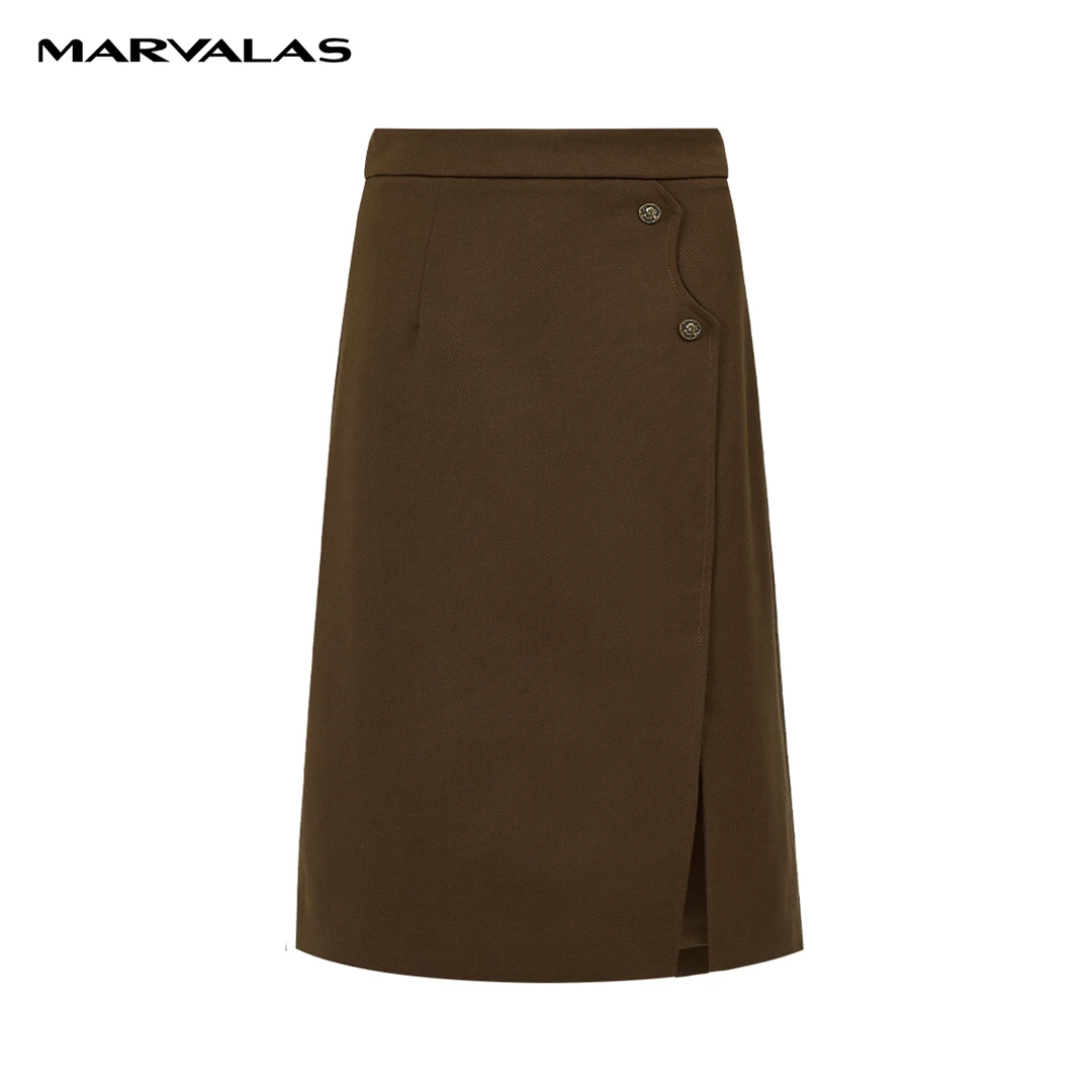 【众心专属】毛呢半身裙女时尚高腰气质简约气质