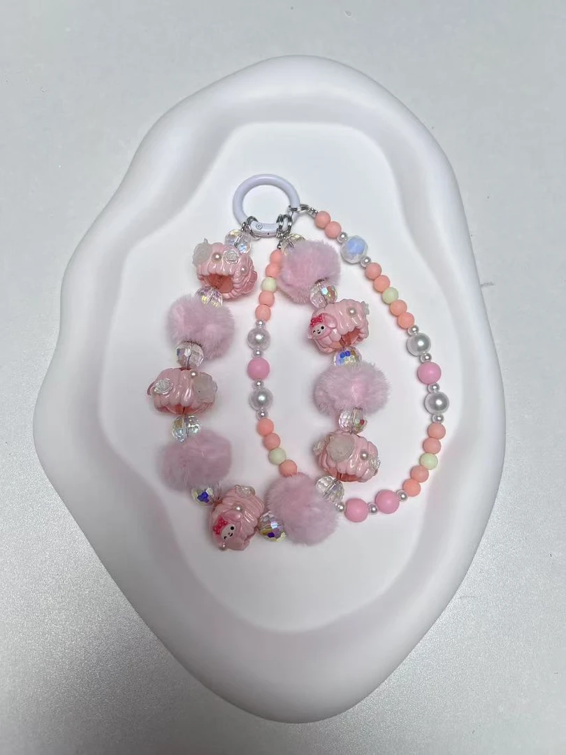 重油手绘珠DIY可爱 手机链 包包链 钥匙链 车挂 创意ins卡通手工