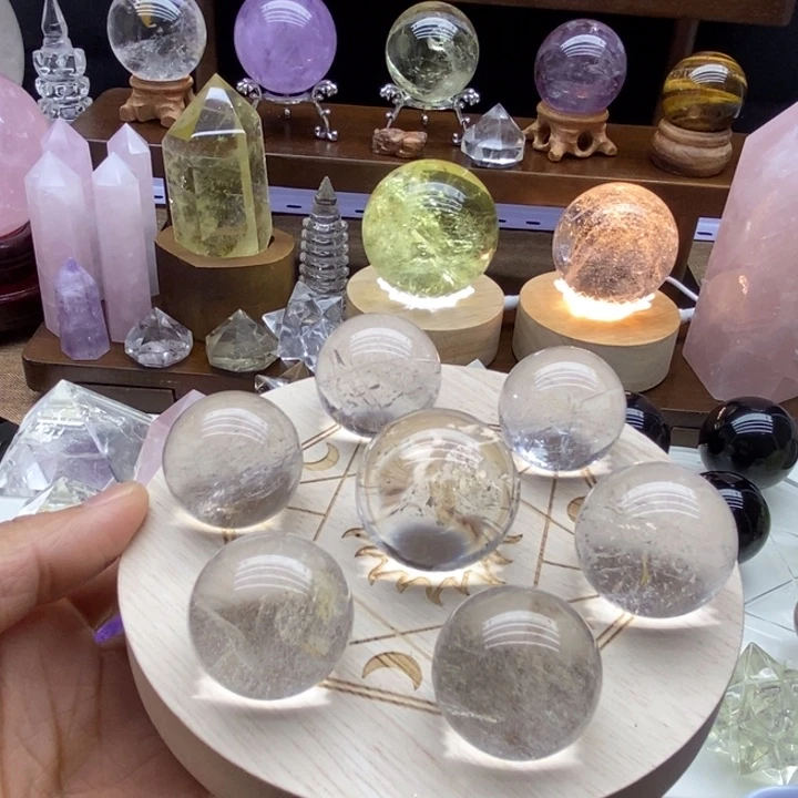 水晶摆件未镶嵌天然白水晶七星球