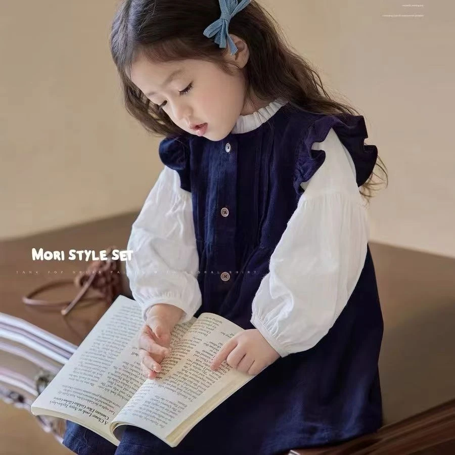 女童秋季灯芯绒连衣裙春秋女宝长袖公主裙洋气裙子两件套2025新款