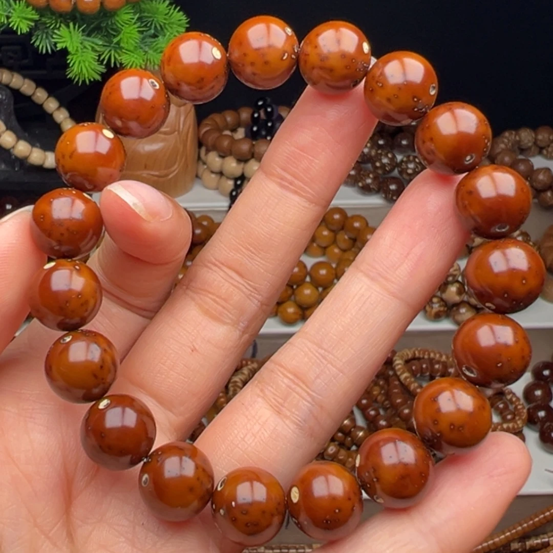 紫金鼠手串卡11半实心光珠