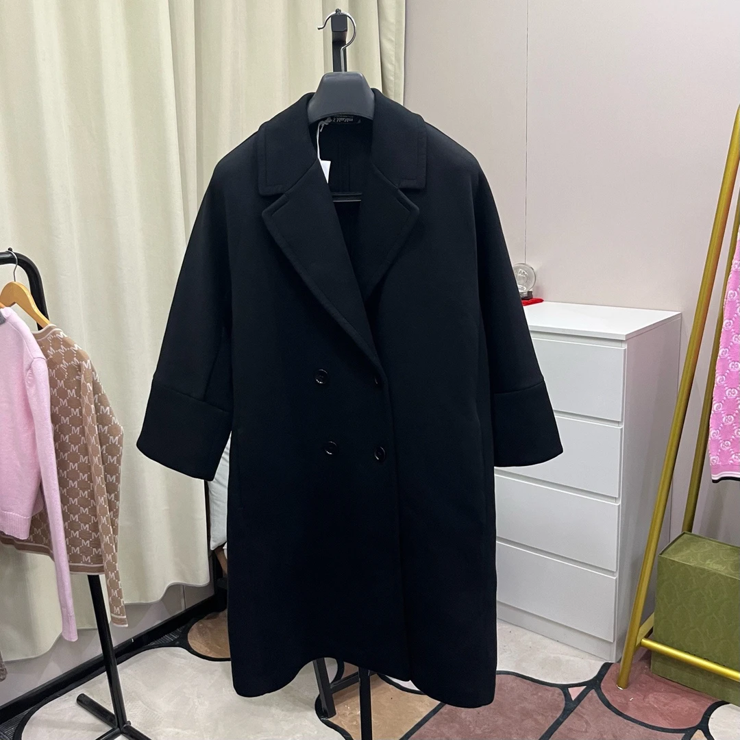 99新 MaxMara 玄色 黑色羊毛大衣 M码 99新
