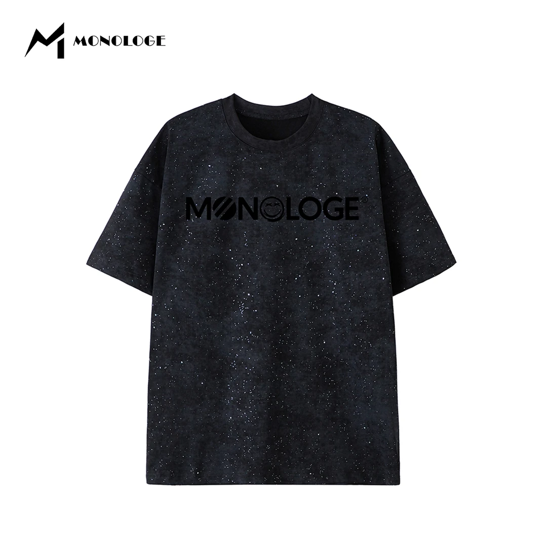 MONOLOGE轻奢潮牌T恤男夏季新款短袖美式时尚烫钻设计感纯棉上衣