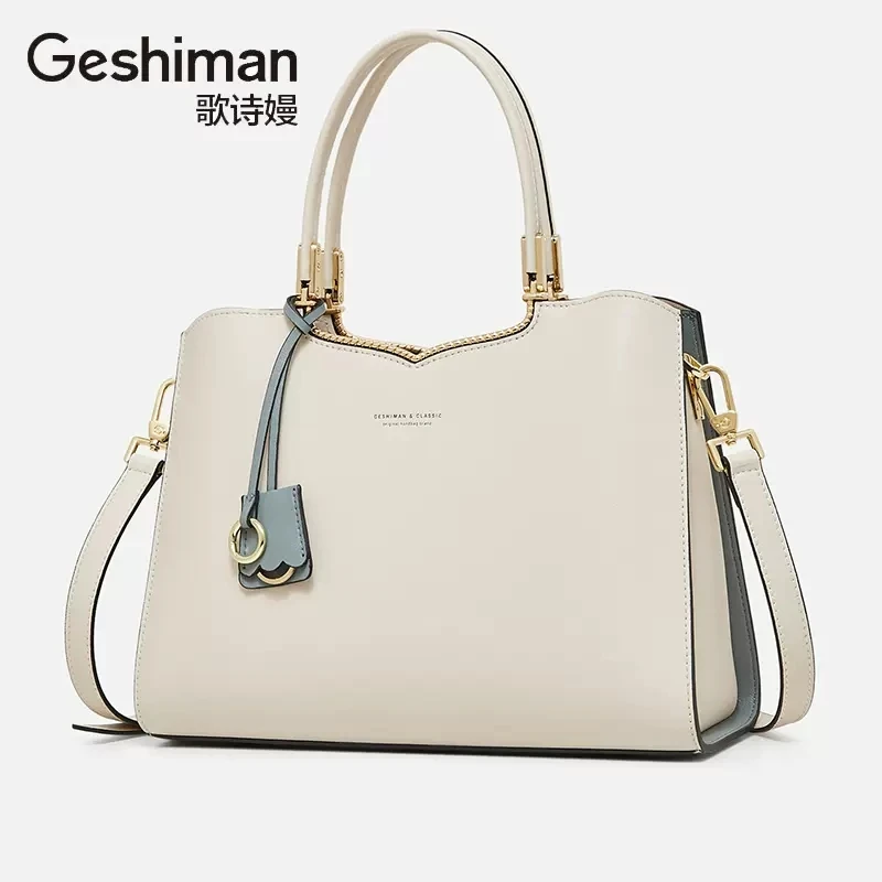 歌诗嫚牛皮包包女2025新款真皮女包女士大气中年妈妈软皮手提包大