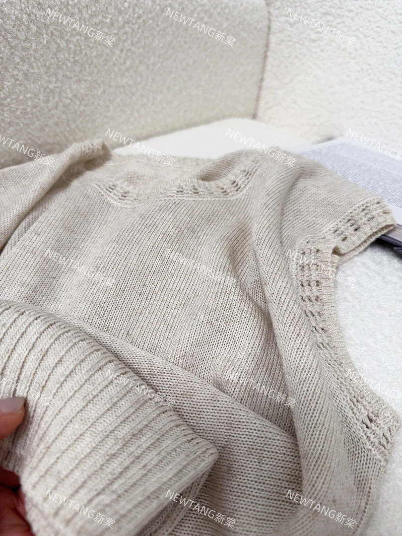 【桃花洞】278夏季时尚圆领轻奢提花领口欧洲站背心