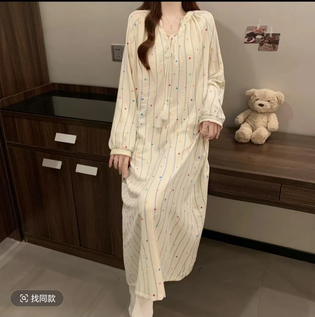 编号【H351-H400】睡衣女夏季短袖睡裙学生家居服带胸垫可外穿