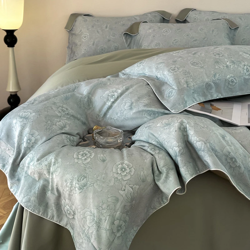 A类春款兰精天丝四件套天丝棉三件套床单轻奢柔软双面被套床品