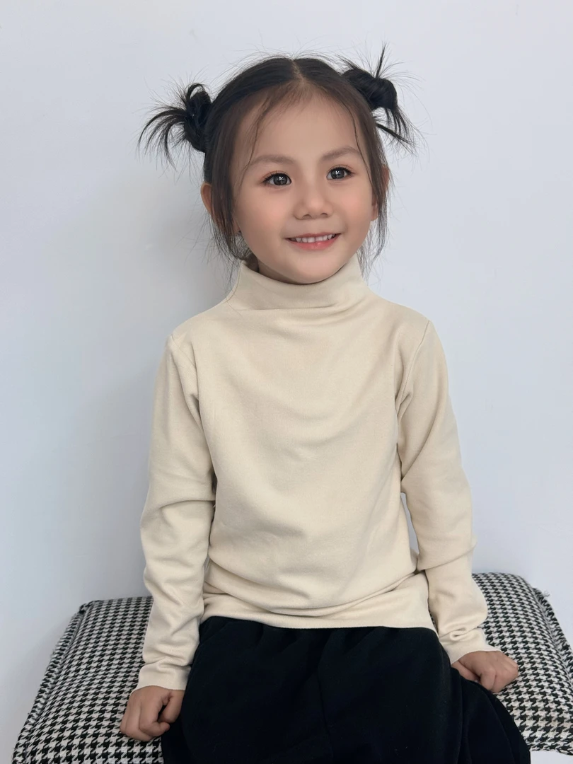 280g洋气阳离子徳绒儿童衫男女宝通穿中高领上衣保暖儿童百搭长袖