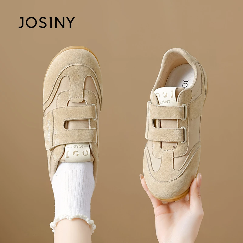 卓诗尼2025时尚休闲女鞋魔术贴德训鞋圆头网红休闲鞋软底透气百搭