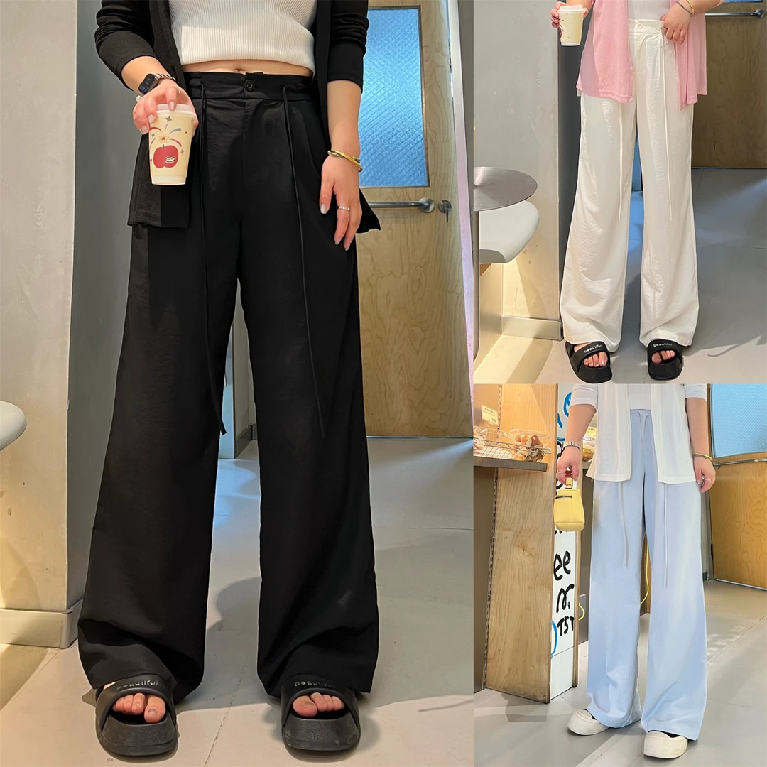 珐琅暮色 / 慵懒风微皱肌理松弛休闲裤13949花契大码200斤胖mm