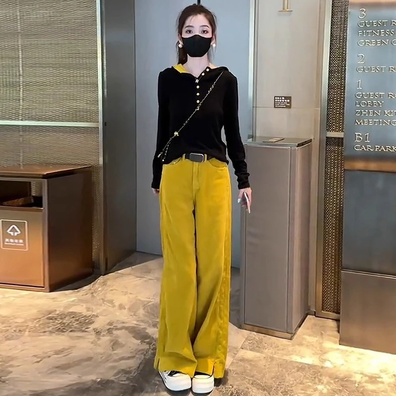 拉夏贝尔时尚套装女2025春秋季新款洋气连帽卫衣休闲阔腿裤两件套