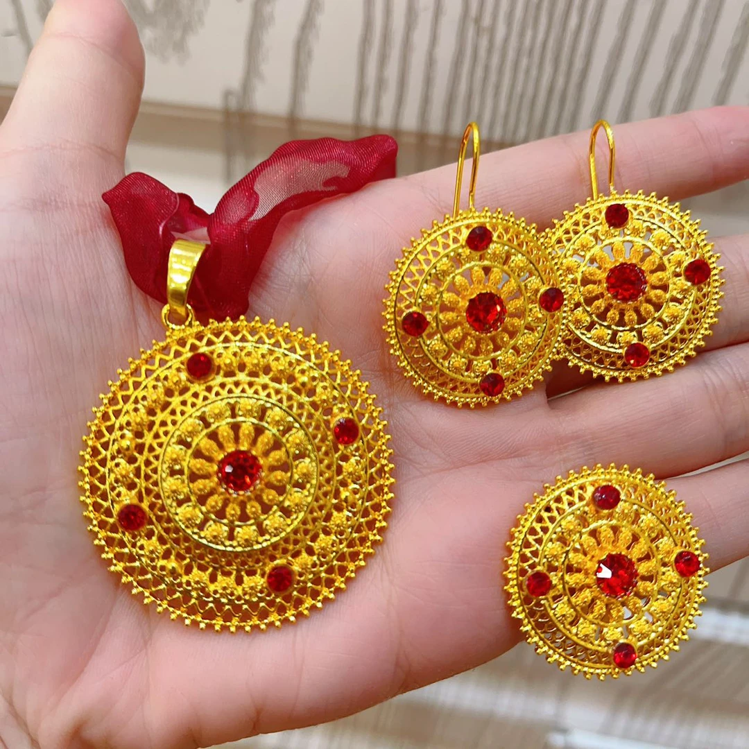 铜合金耳饰 新款时尚休闲百搭耀阳圆盘套装