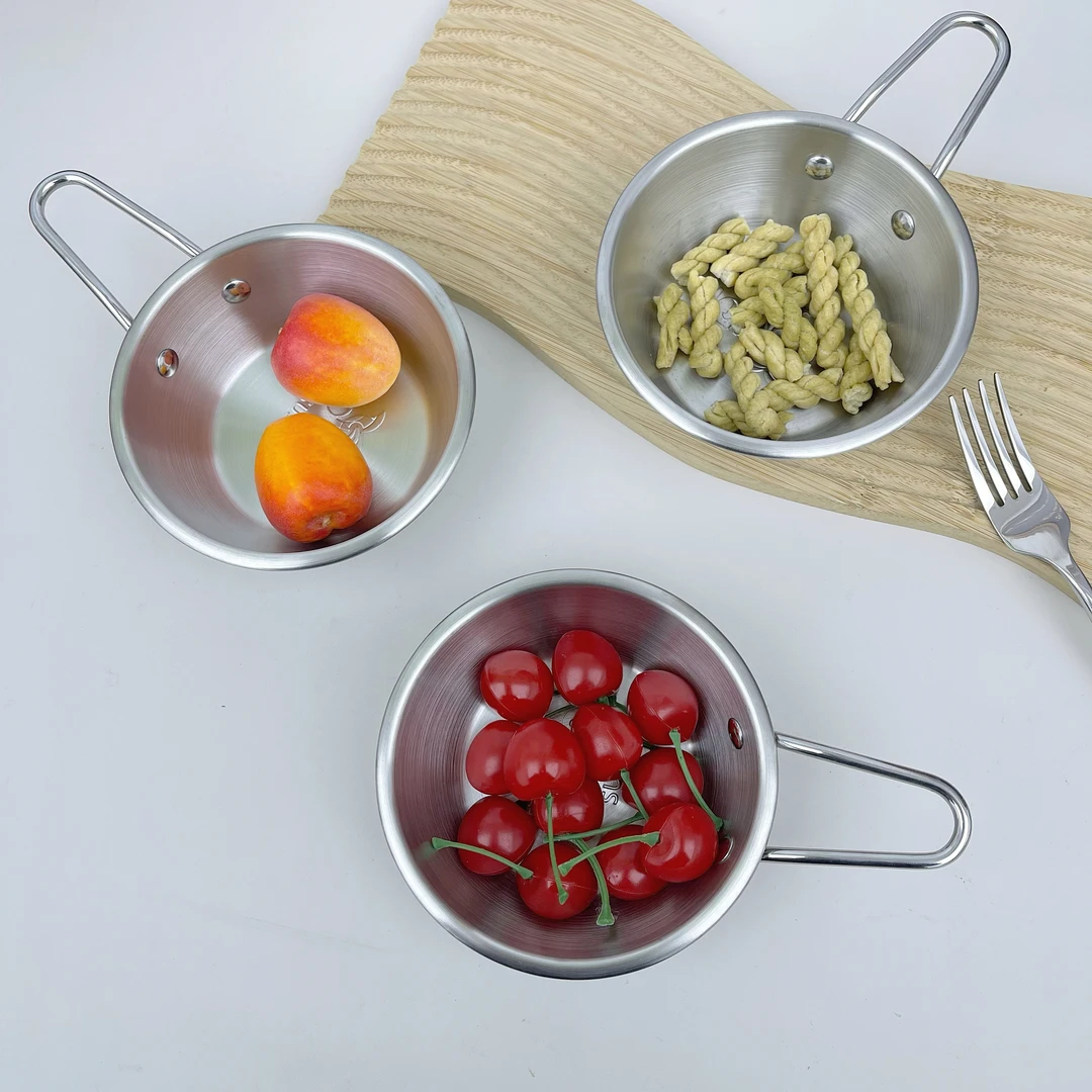 ［保真304］INS风调料碗韩式带把手304不锈钢小碗家用防摔辅食碗