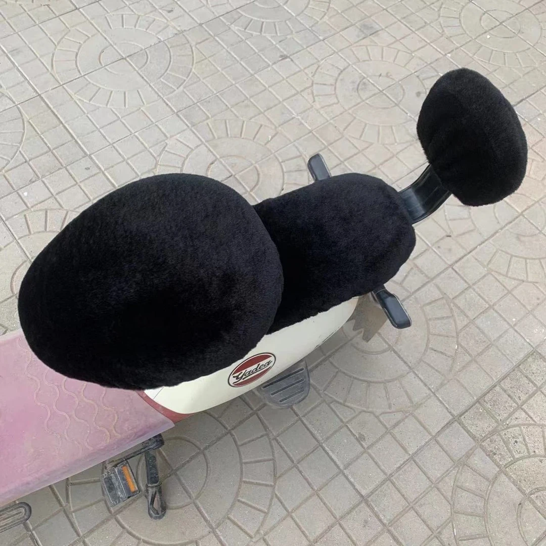 冬季毛绒坐垫套电瓶车坐垫套保暖加厚电动车加绒电车坐垫座套通用