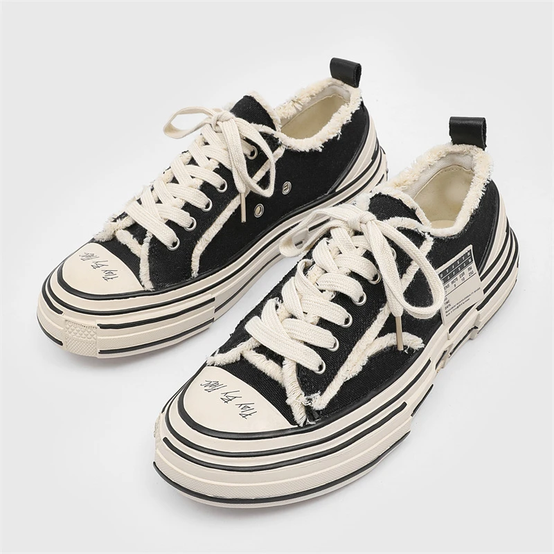 时尚同款潮流吴建豪增高透气情侣懒人鞋女百搭复古帆布板鞋男