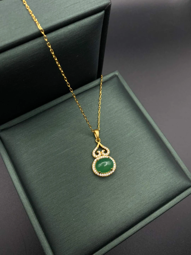 铜合金合成锆石项链 AMN-4401 新中式国风葫芦项链