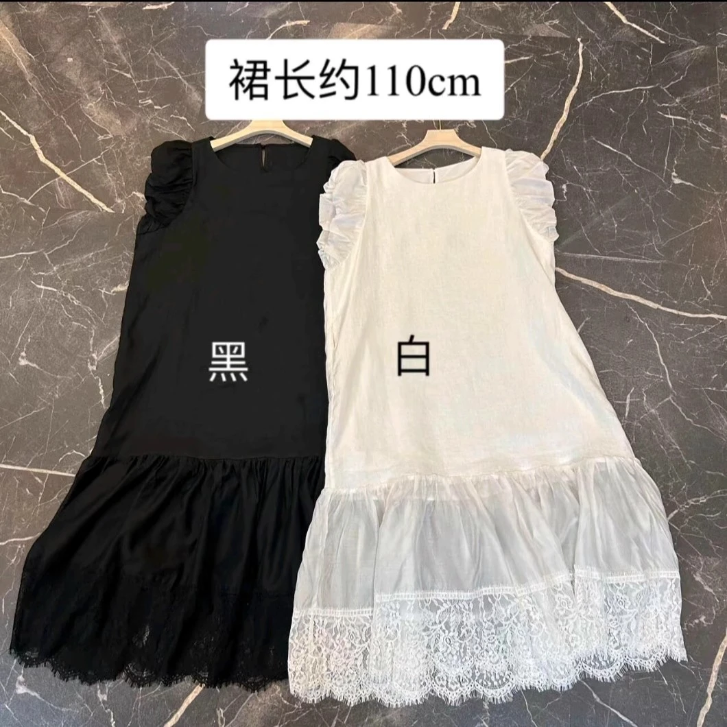 大码女装重工刺绣镂空蕾丝洋气减龄亚麻连衣裙气质时尚拼接鱼尾裙