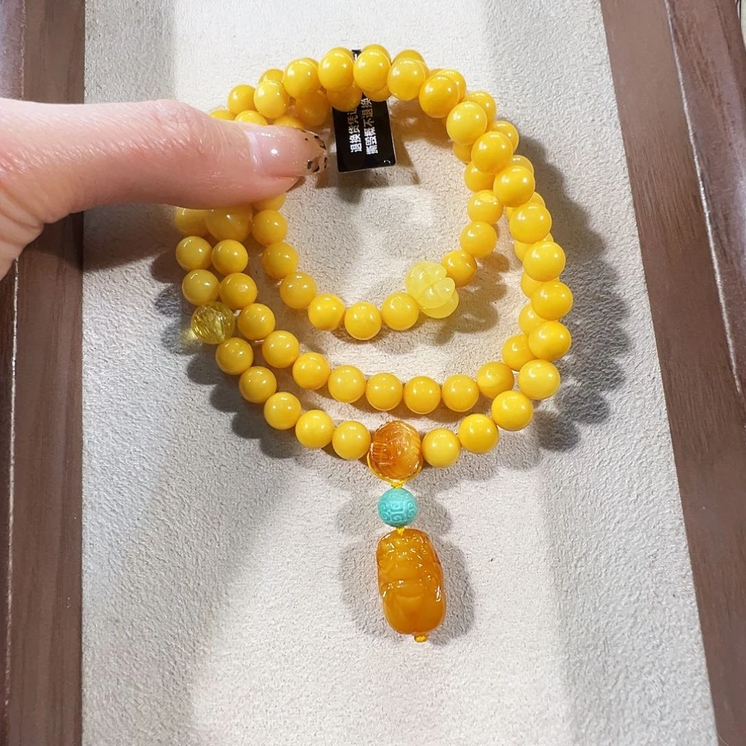 蜜蜡未镶嵌手链蜜蜡7.6mm