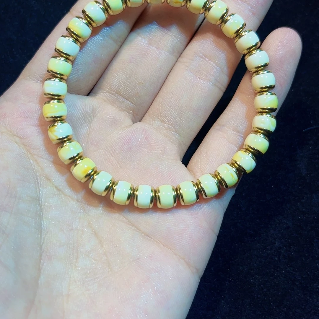 Z***～蜜蜡银S925镀金镶嵌珠宝奇石7mm