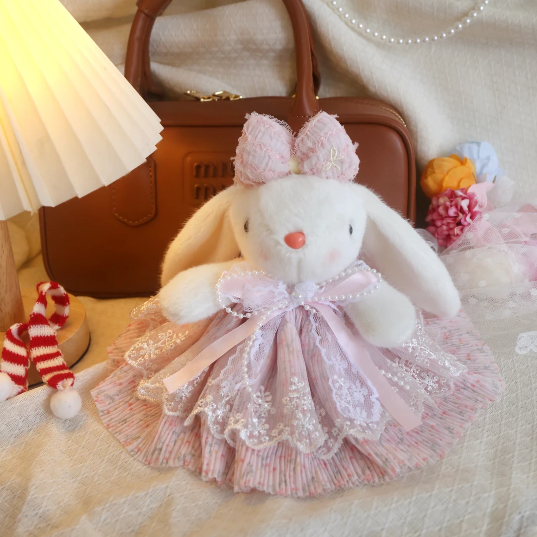 （拍一拆二）手工diy可爱水貂毛短毛垂耳兔钥匙扣挂件毛绒公仔