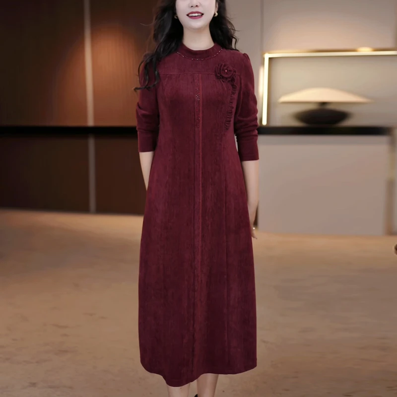 2025年秋冬新款大码女装气质连衣裙遮肉显瘦加肥加大时尚洋气裙子