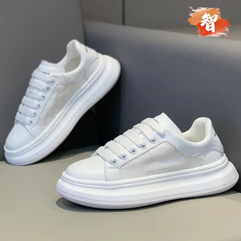 智冶男鞋2025新款轻奢小白鞋夏季网面透气运动休闲鞋厚底增高板鞋