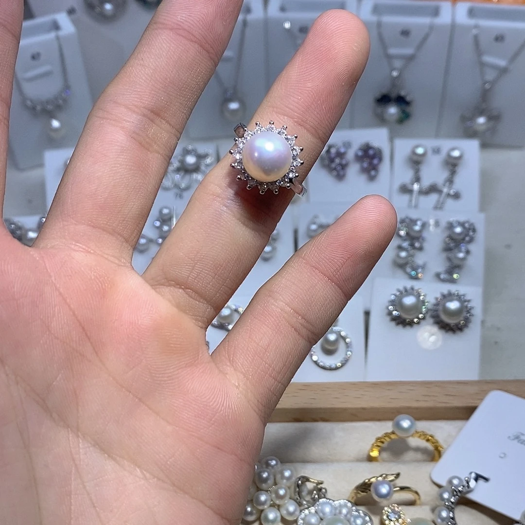 淡水珍珠耳坠银S925镶嵌