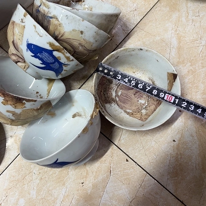 陶摆件6个11.5厘米芙蓉花碗