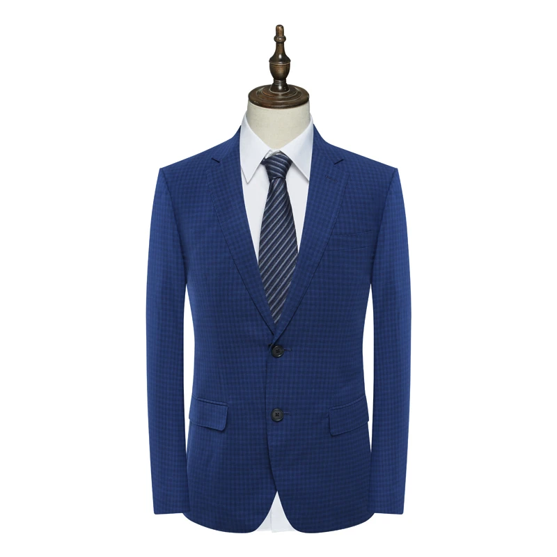 AB661歌男式春秋西服 两粒扣双开衩商务休闲西装 蓝格微弹