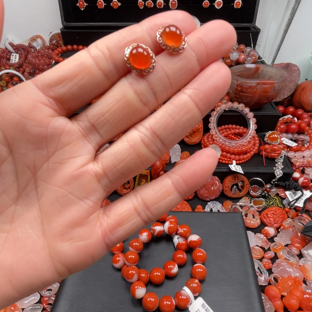 南红玛瑙未镶嵌卡6荔枝冻多圈